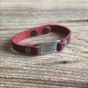 Red Peace Love Happiness Bracelet